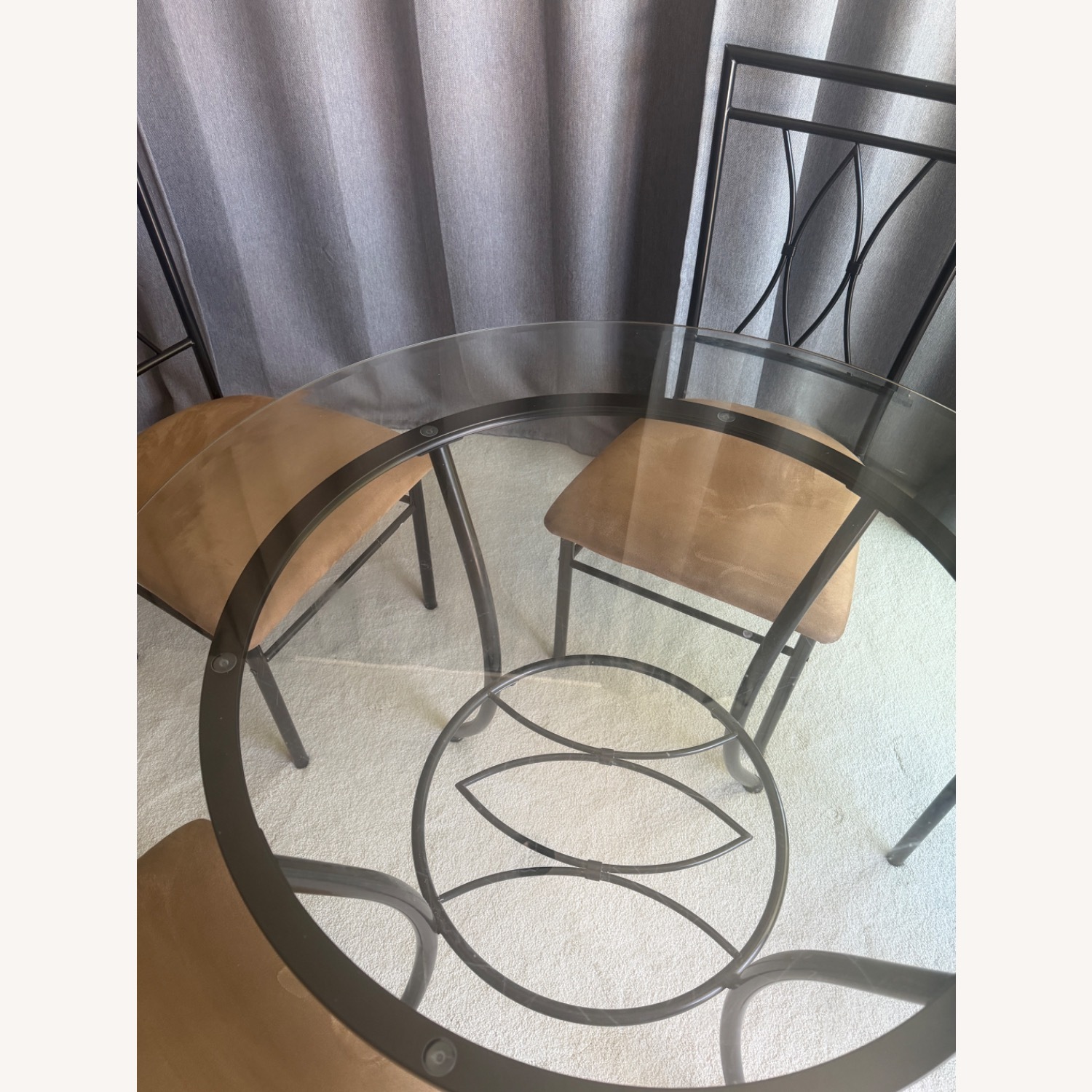 Contemporary Glass Metal Dining Set - image-5