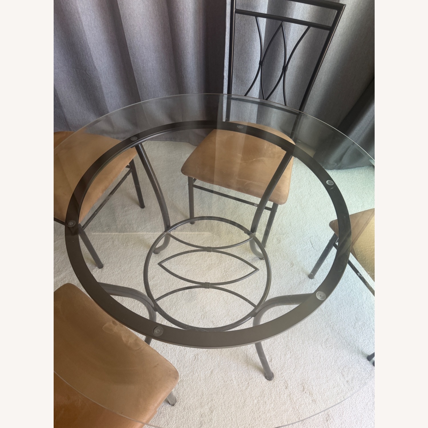 Contemporary Glass Metal Dining Set - image-4