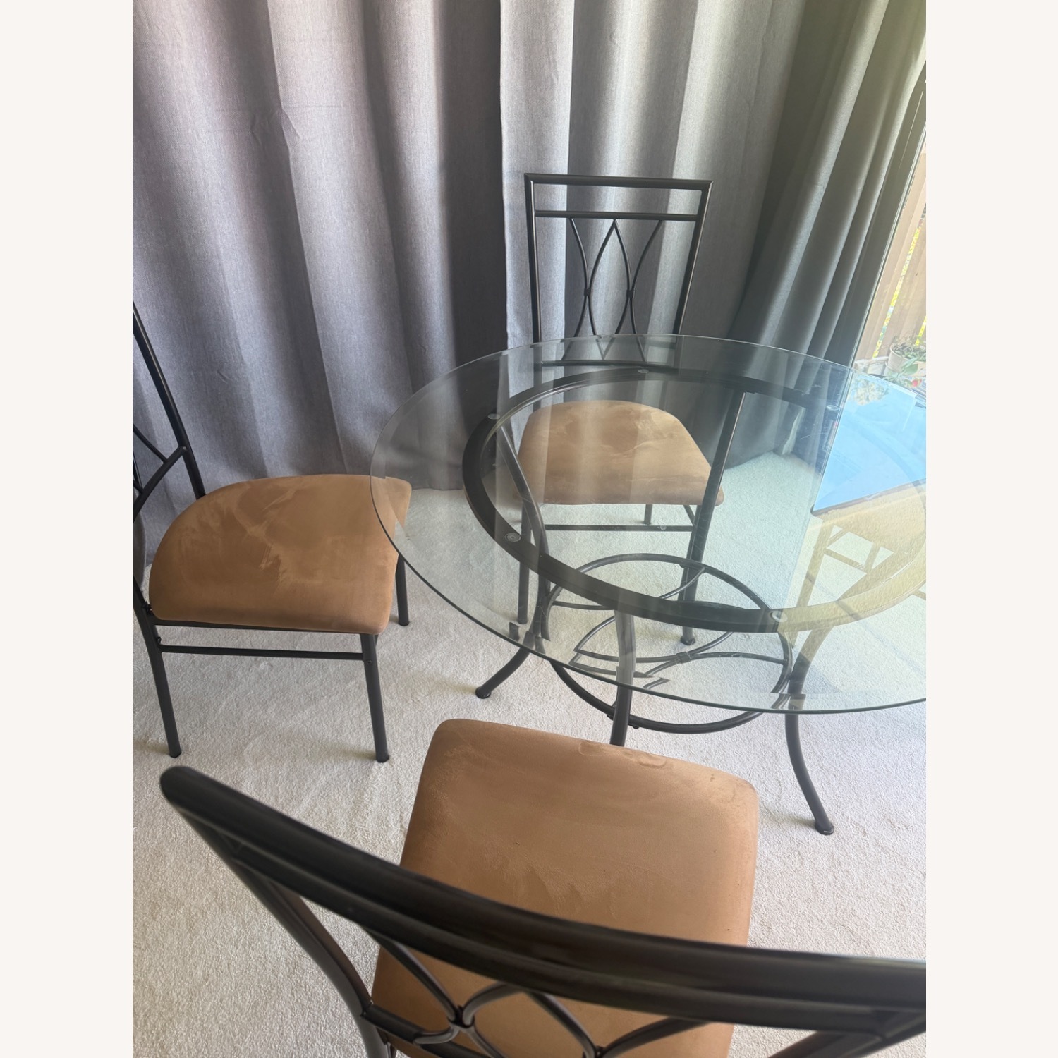 Contemporary Glass Metal Dining Set - image-3
