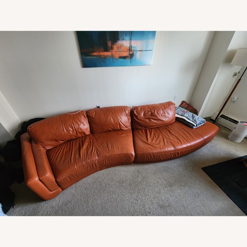 Used Palliser Orange Leather 2 Piece Sectional for sale on AptDeco