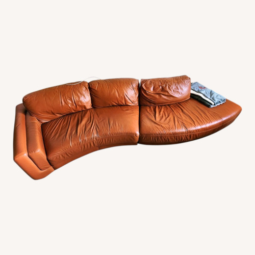 Used Palliser Orange Leather 2 Piece Sectional for sale on AptDeco