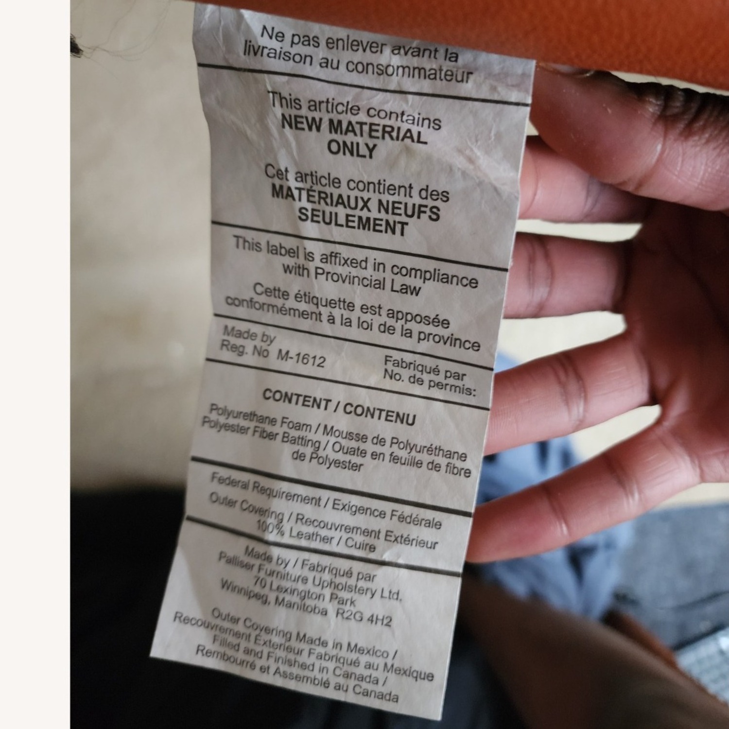 Palliser Orange Leather 2 Piece Sectional - image-4