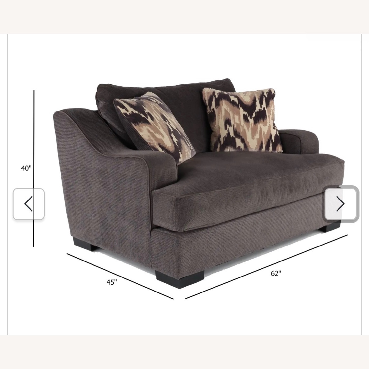 Spartan Gray Love Seat Dark Gray Fabric Loveseat - image-2