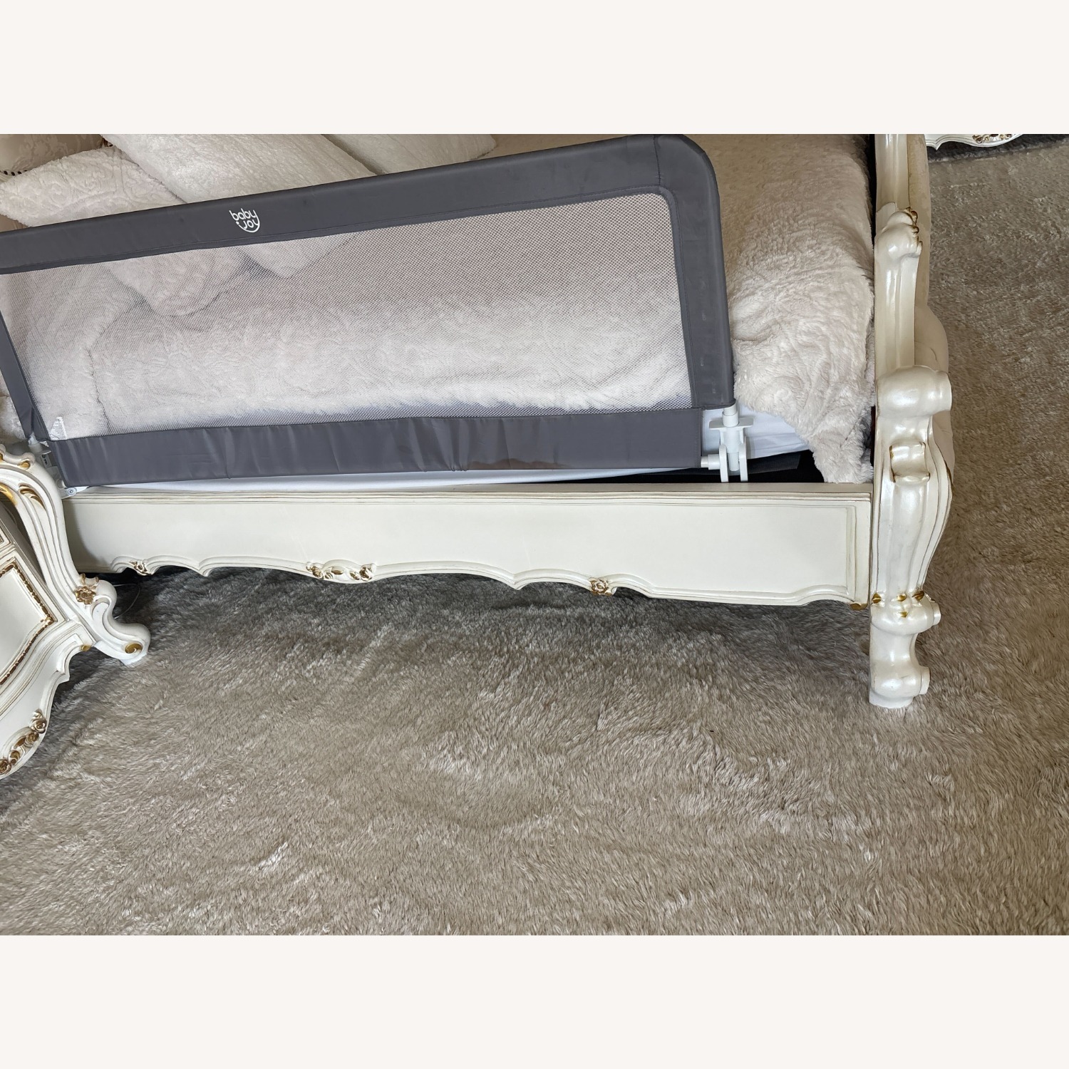 Upholstered Cal King Bed Antique Pearl Bed - image-4