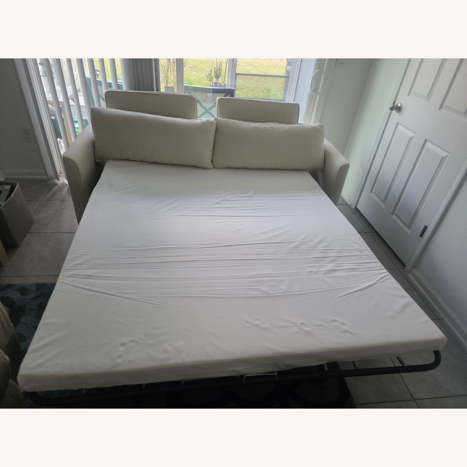  White Metal Sleeper Sofa - image-4