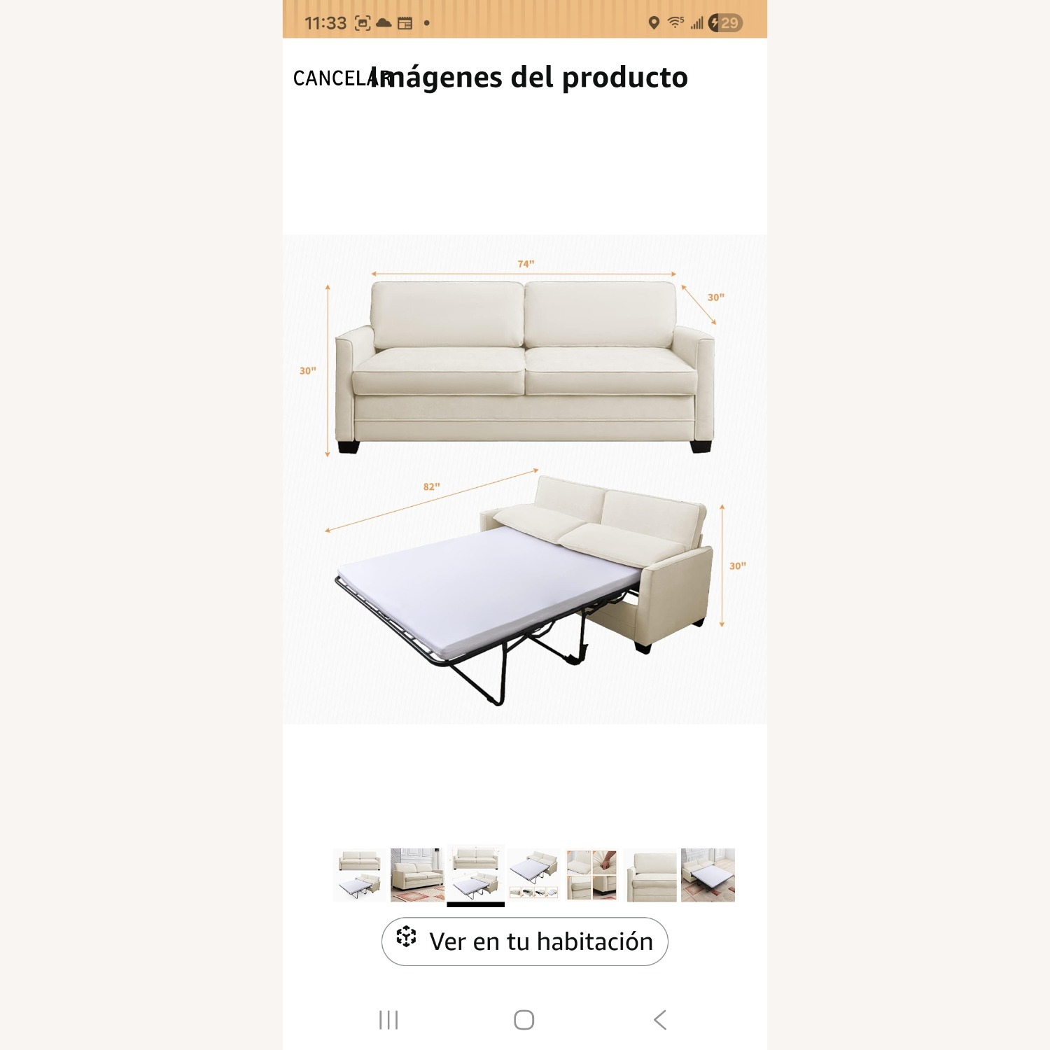  White Metal Sleeper Sofa - image-5