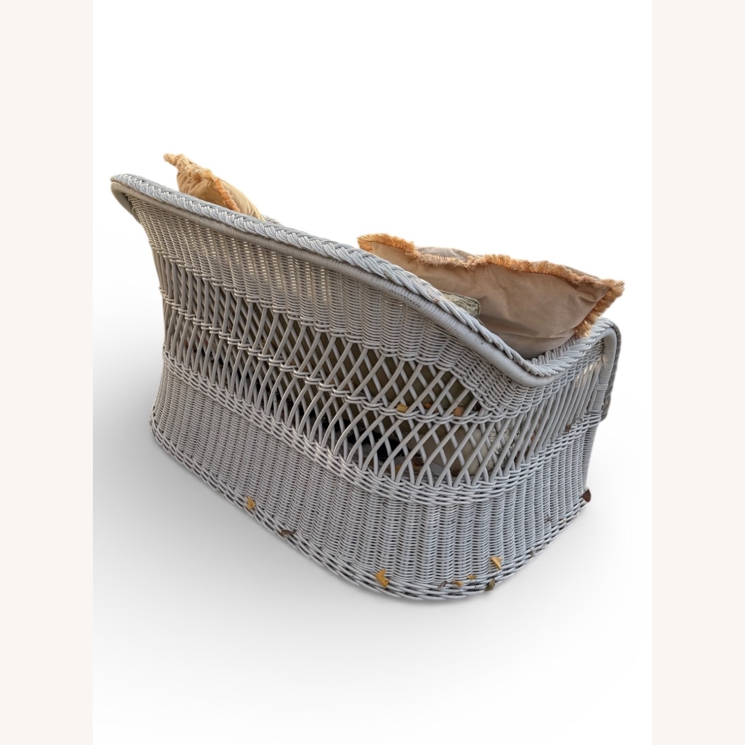 Vintage/Antique White Wicker Loveseat - image-2