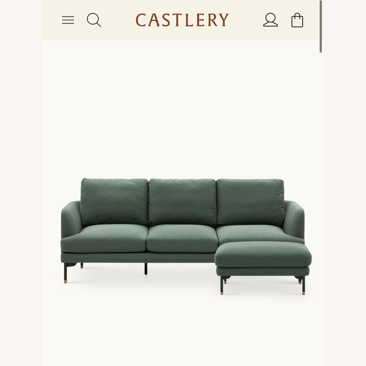 Castlery Pebble 83” Green Sofa with Ottoman - image-6