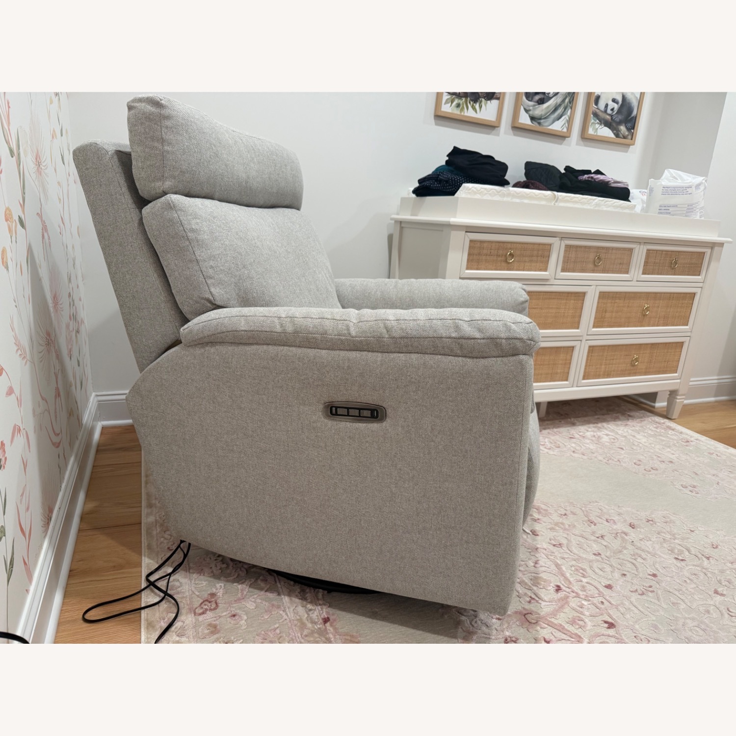 Pottery Barn Kids Light Gray Dream Deluxe Power Swivel Recliner - image-3