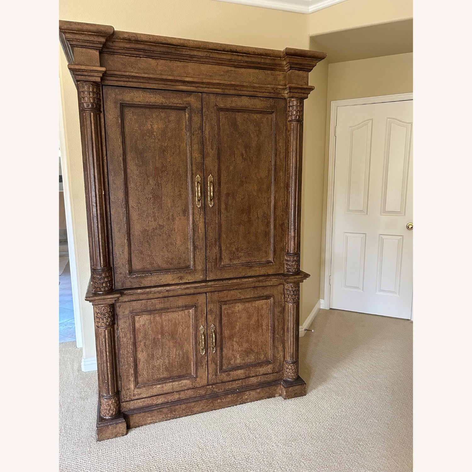 Dark Brown Wood Armoire - image-2