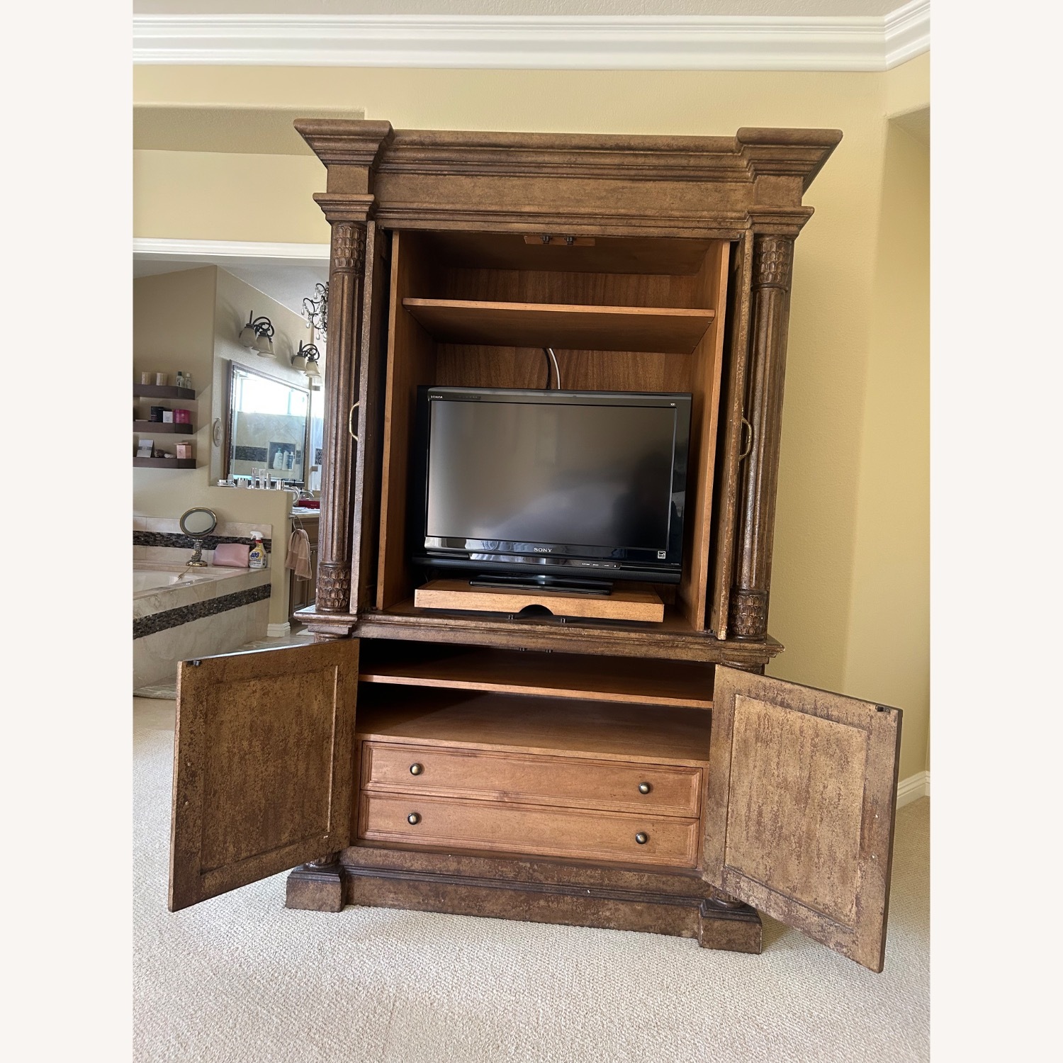 Dark Brown Wood Armoire - image-8