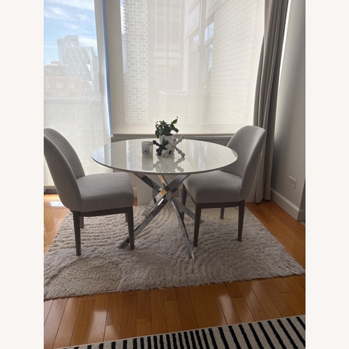Used Faux Marble Round Dining Table Set  for sale on AptDeco