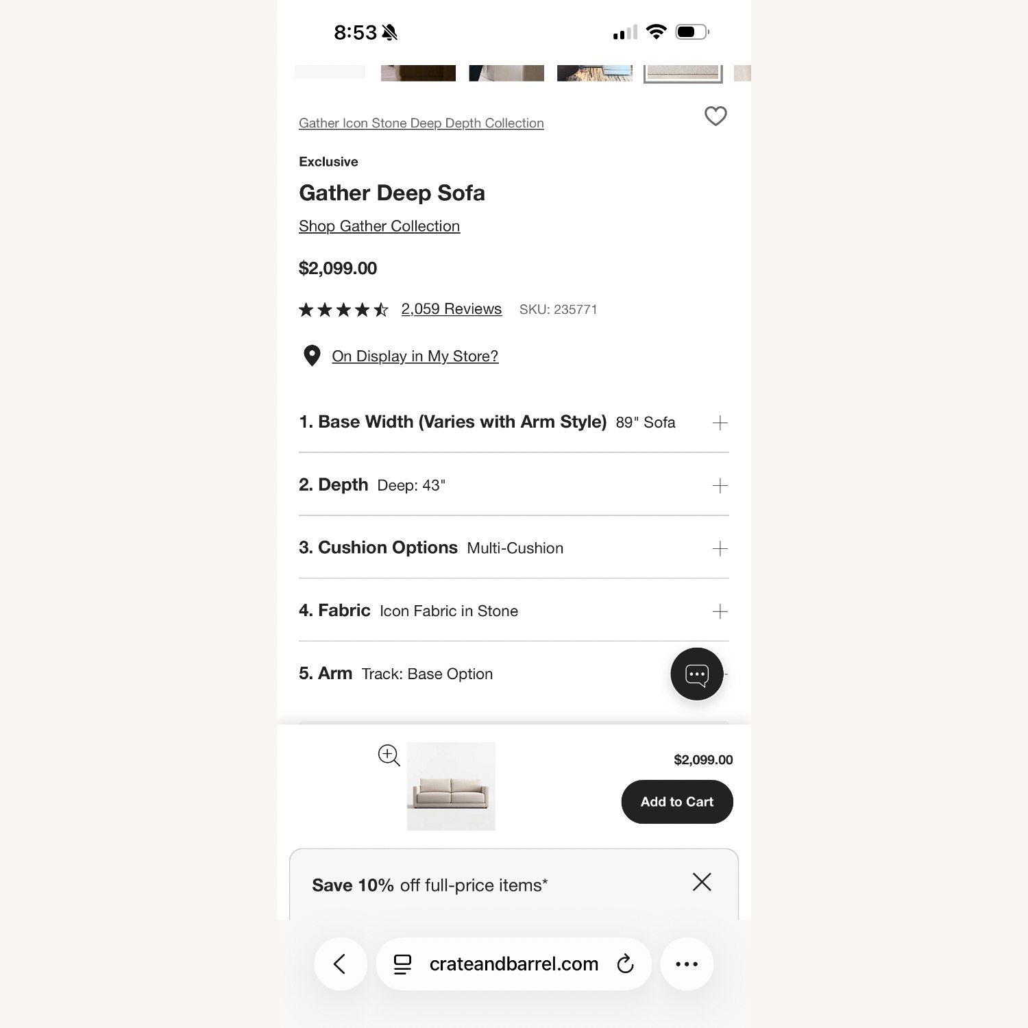 Crate & Barrel Gather Deep Sofa  - image-10