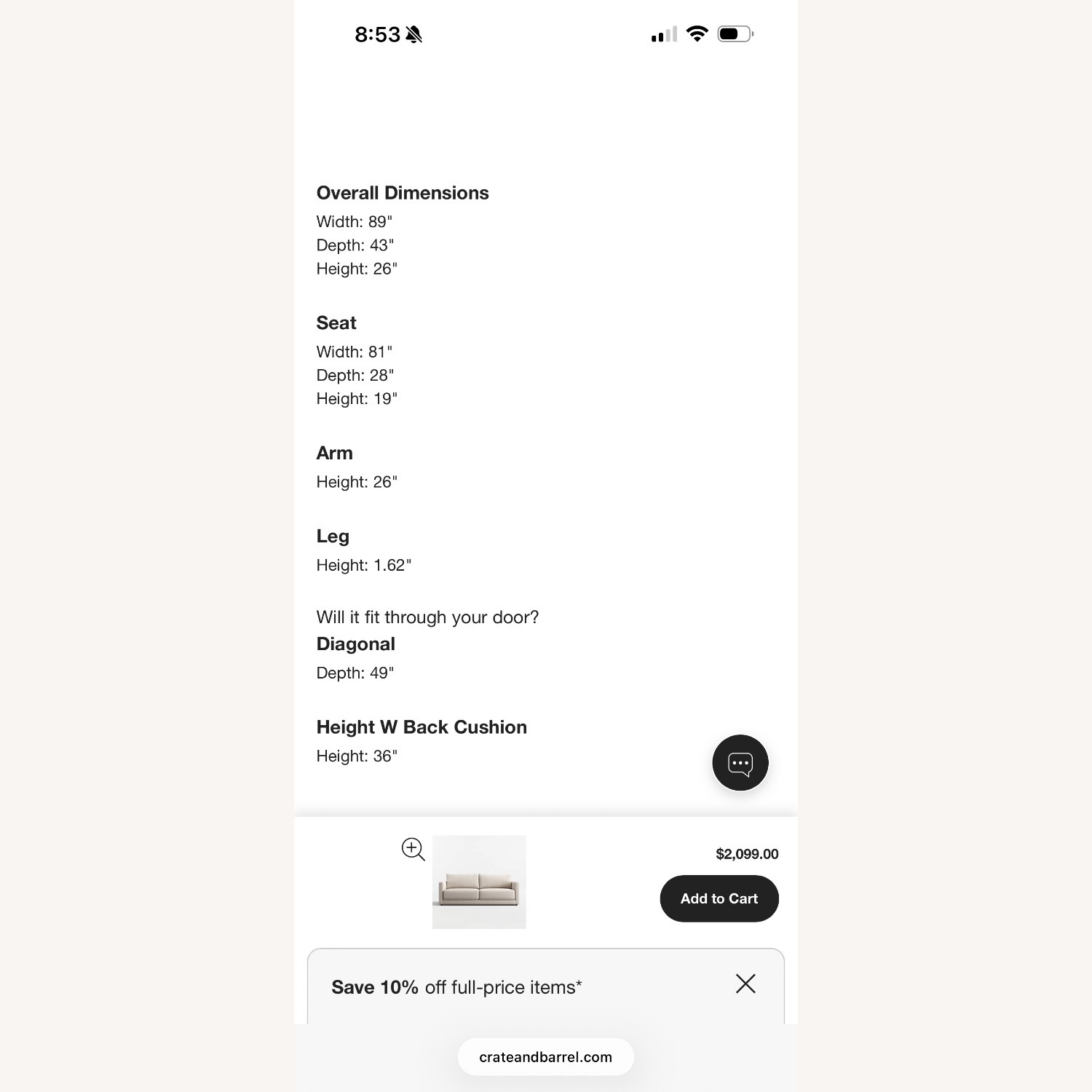 Crate & Barrel Gather Deep Sofa  - image-9