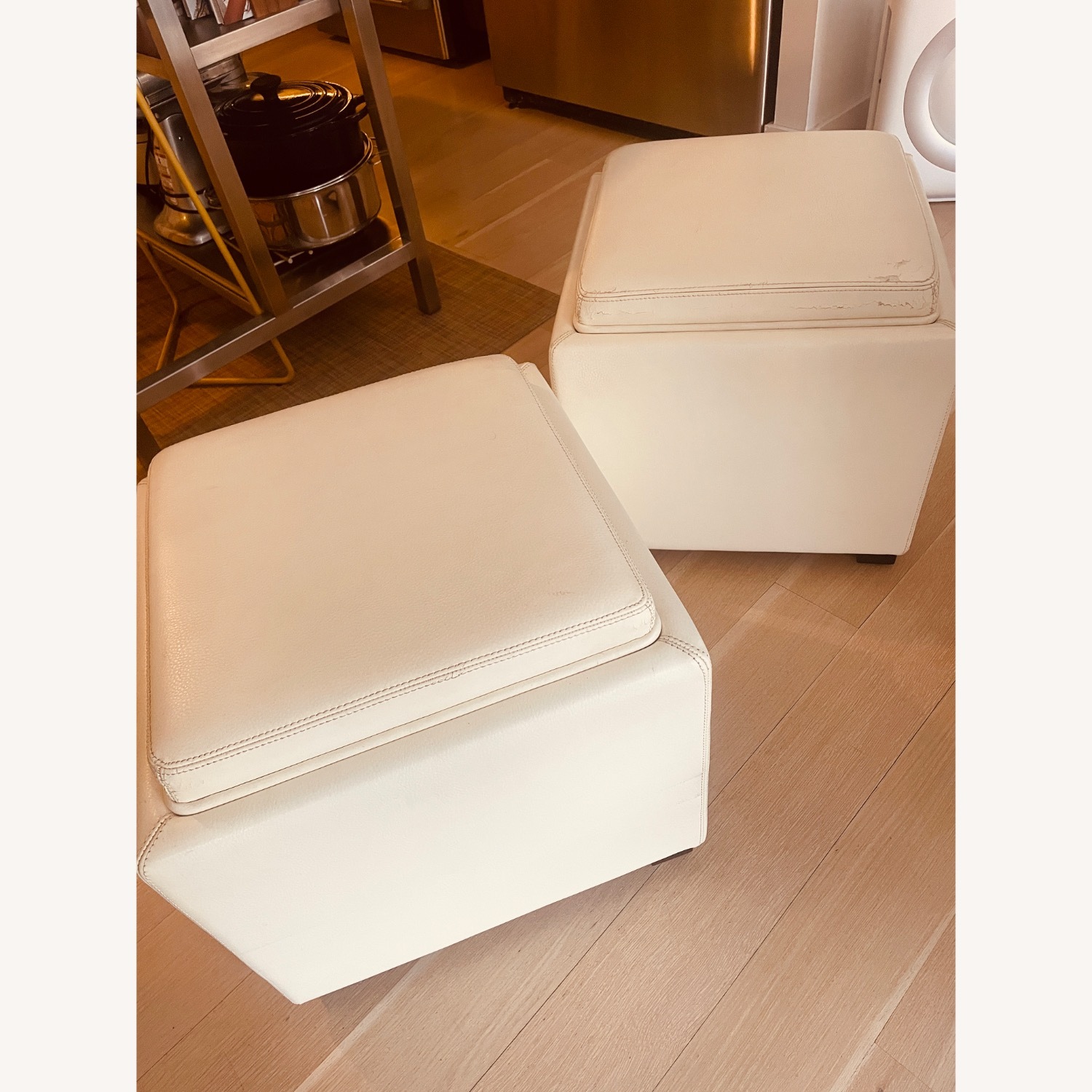 Crate & Barrel White Leather Chest - image-1