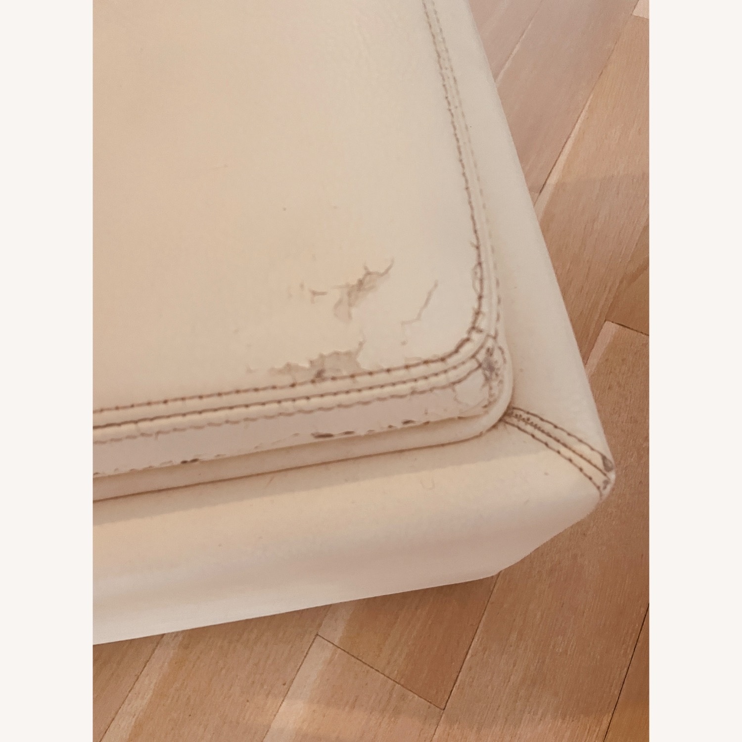 Crate & Barrel White Leather Chest - image-3