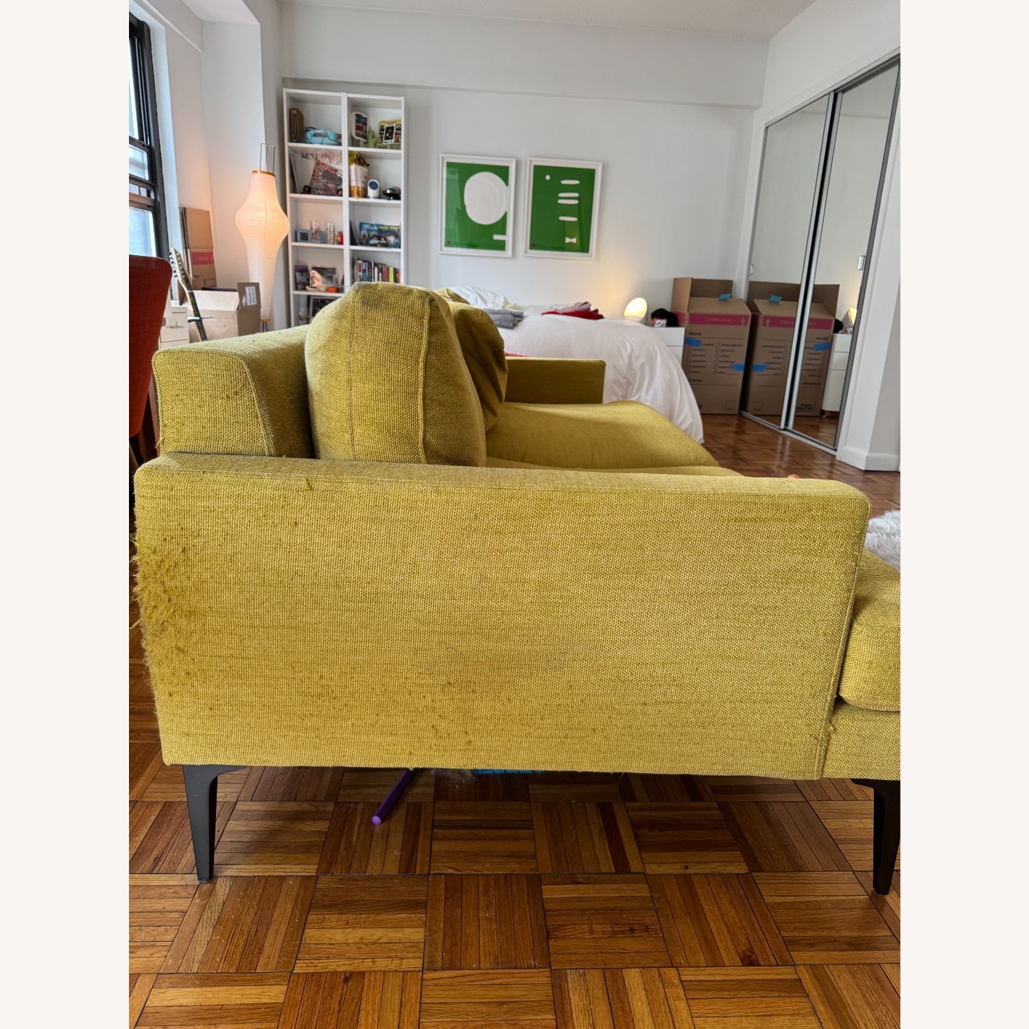 West Elm Andes Sofa Yellow Fabric 2 Seater Sofa - image-3