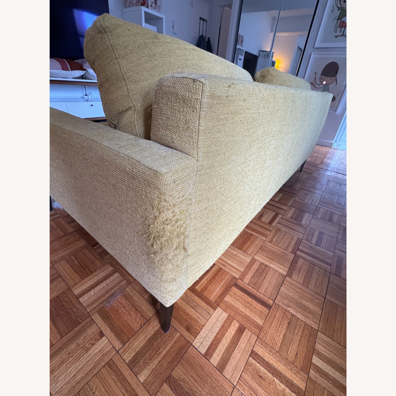 West Elm Andes Sofa Yellow Fabric 2 Seater Sofa - image-9