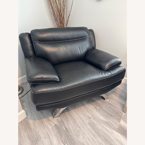 Used Zamora Black Leather Armchair for sale on AptDeco