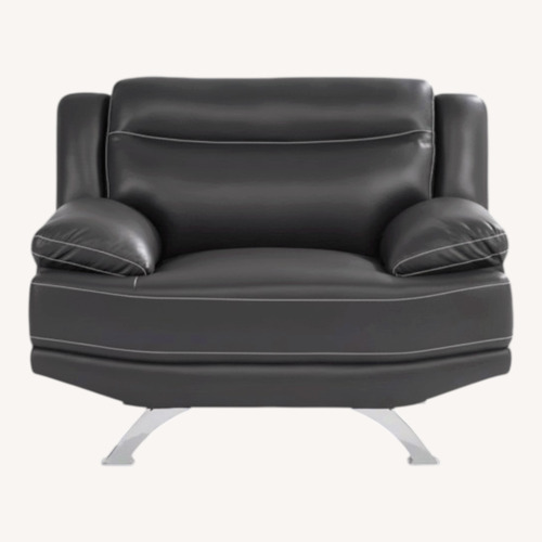 Used Zamora Black Leather Armchair for sale on AptDeco