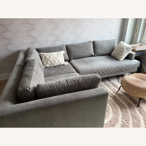 Used West Elm Light Gray Velvet 3+ Piece Sectional for sale on AptDeco