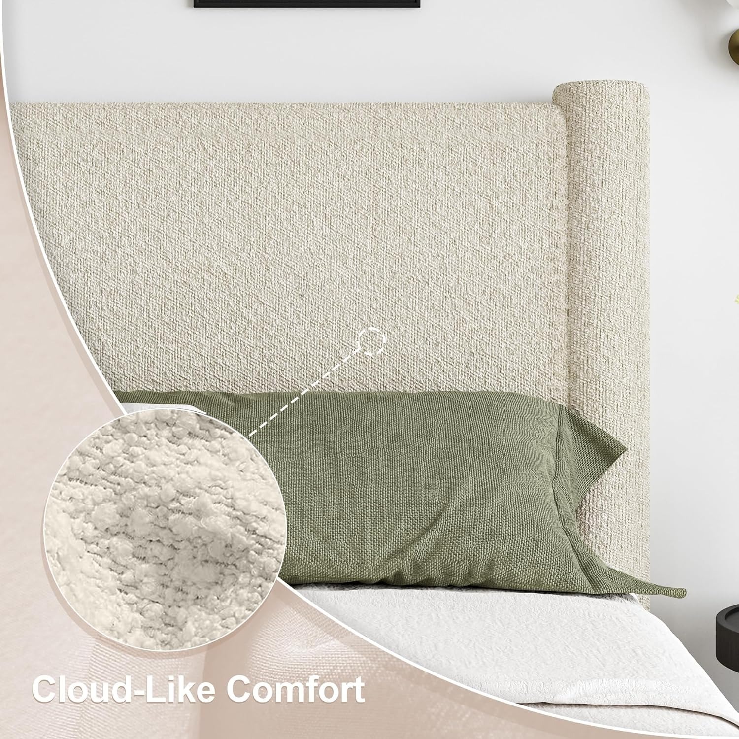 BarnFurin White Fabric Queen Bed - image-3