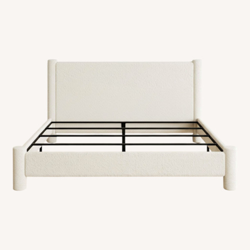 Used BarnFurin White Fabric Queen Bed for sale on AptDeco