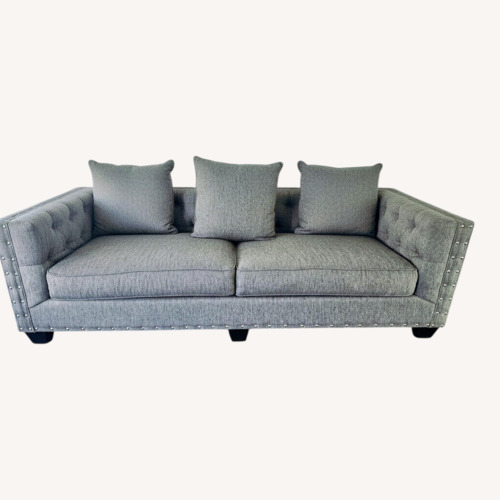 Used Raymour & Flanigan Gray 3+ Seater Sofa + ottoman for sale on AptDeco