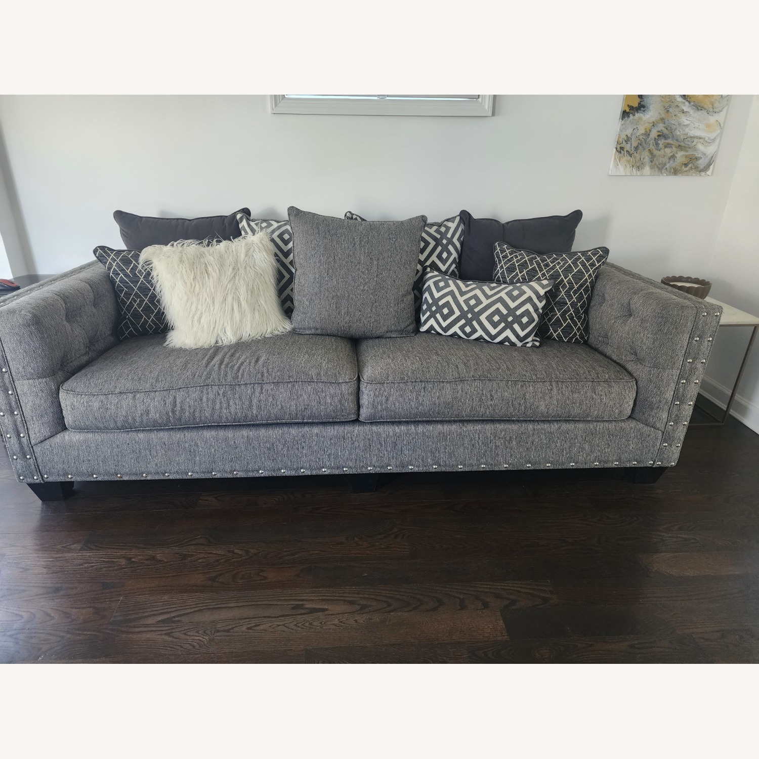 Raymour & Flanigan Gray 3+ Seater Sofa + ottoman - image-4
