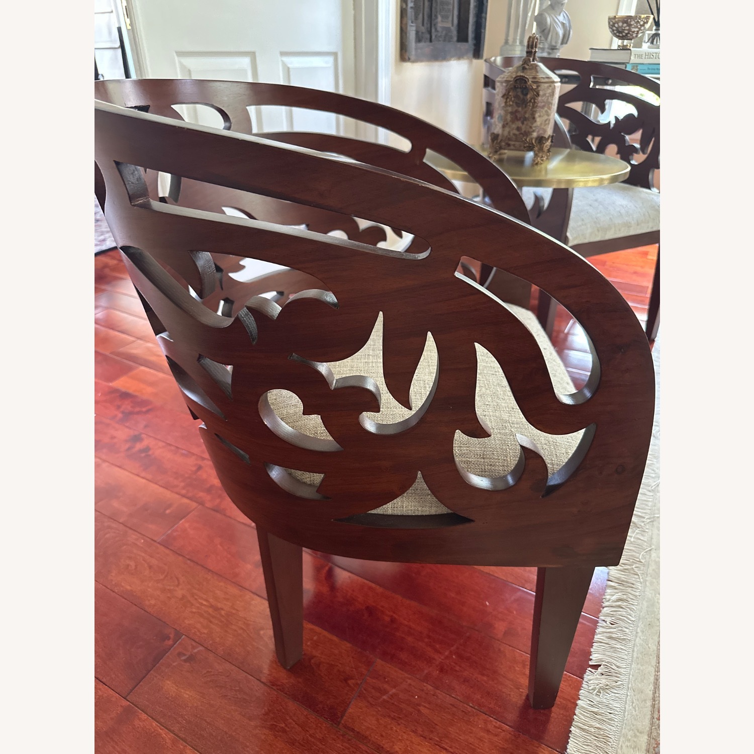 Dark Brown Wood Accent Chair - image-6