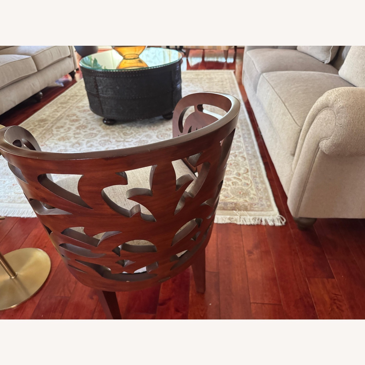 Dark Brown Wood Accent Chair - image-2