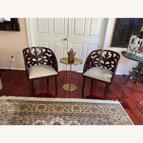 Used Dark Brown Wood Accent Chair for sale on AptDeco