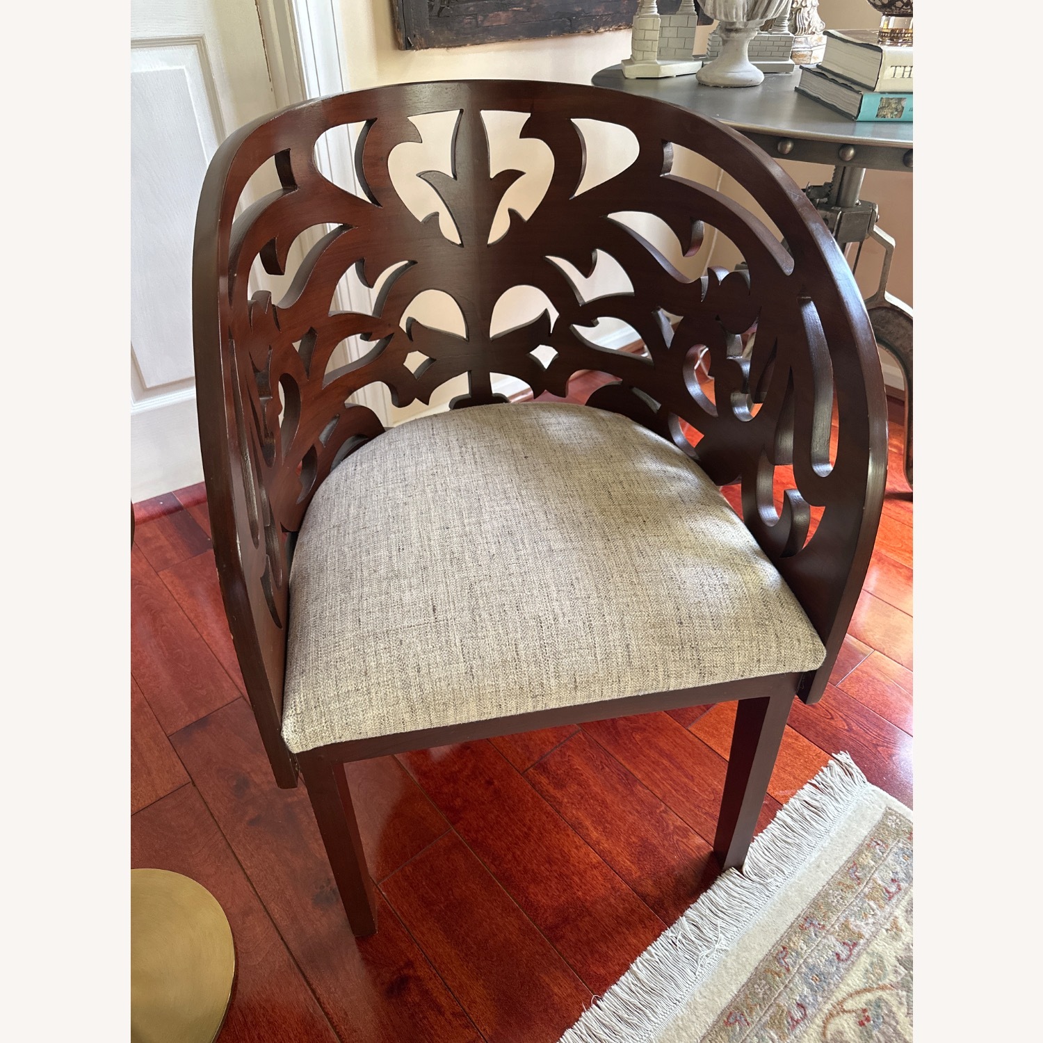 Dark Brown Wood Accent Chair - image-3