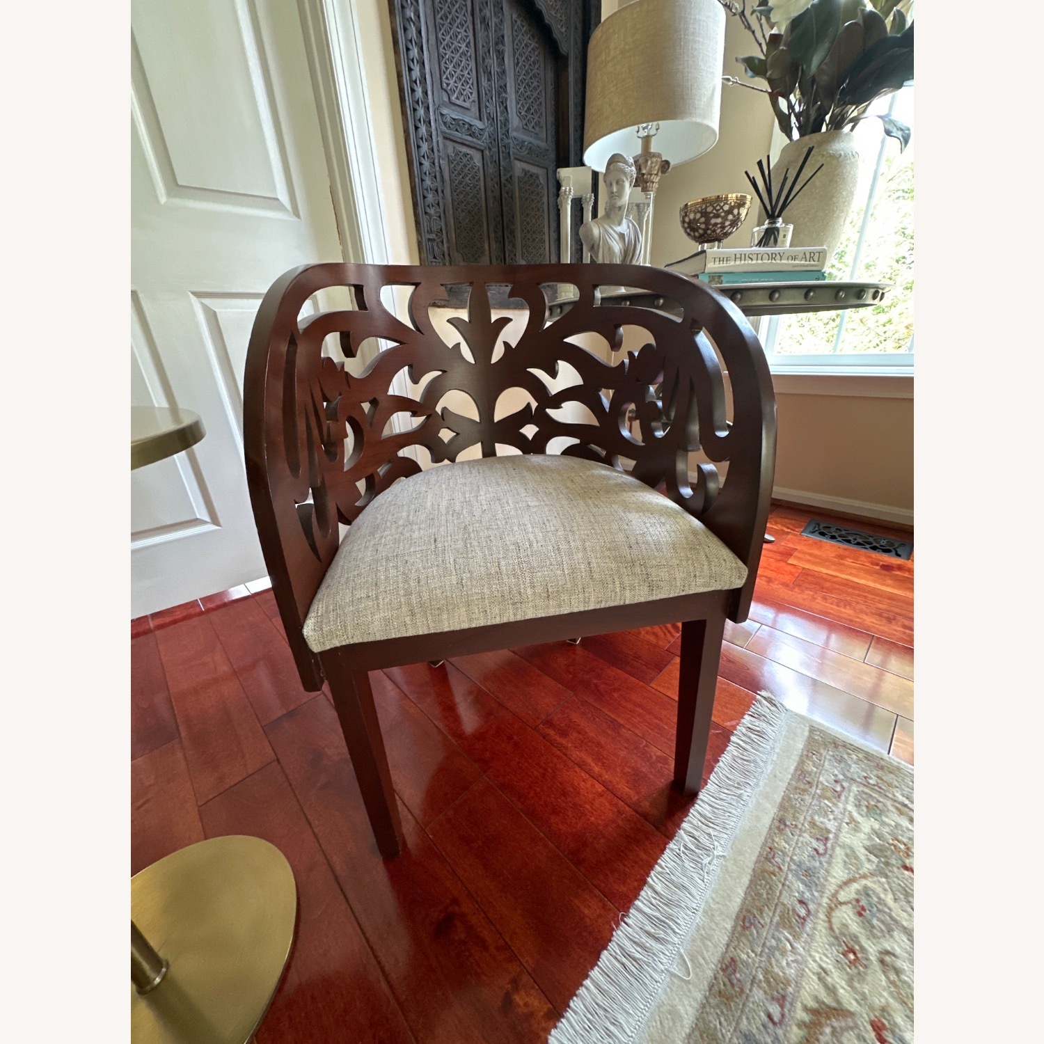 Dark Brown Wood Accent Chair - image-5