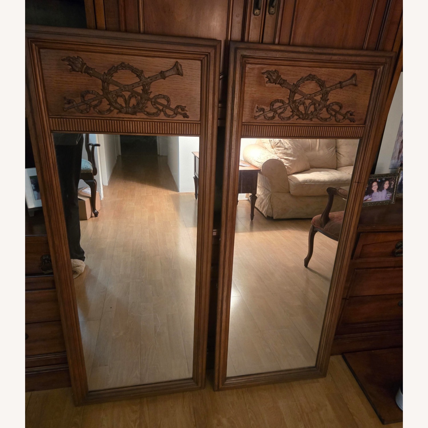 Vintage/Antique Finds Dark Brown Wood Wall Mirror - image-3