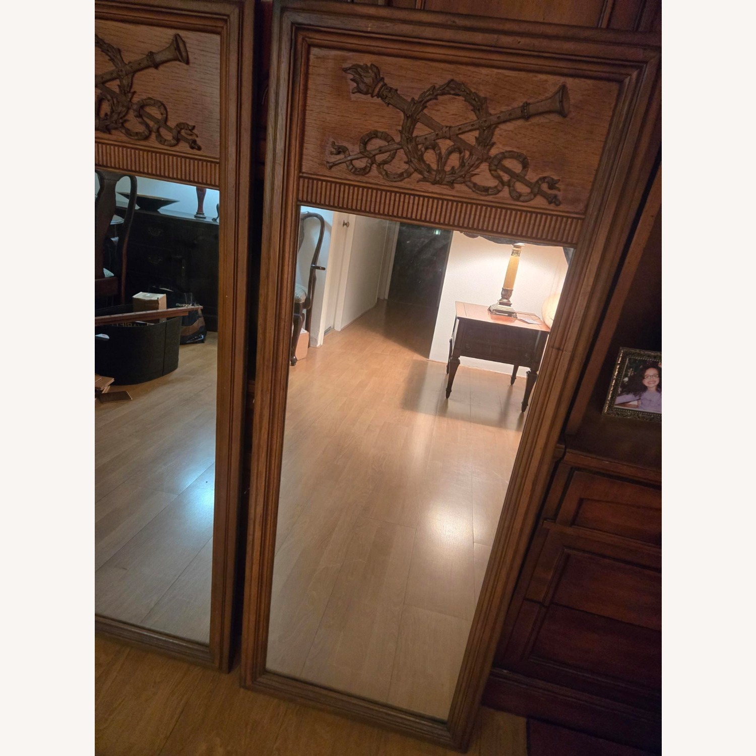 Vintage/Antique Finds Dark Brown Wood Wall Mirror - image-2