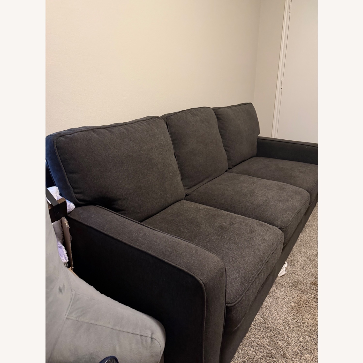 Living Spaces Dark Gray Fabric Sleeper Sofa - image-2