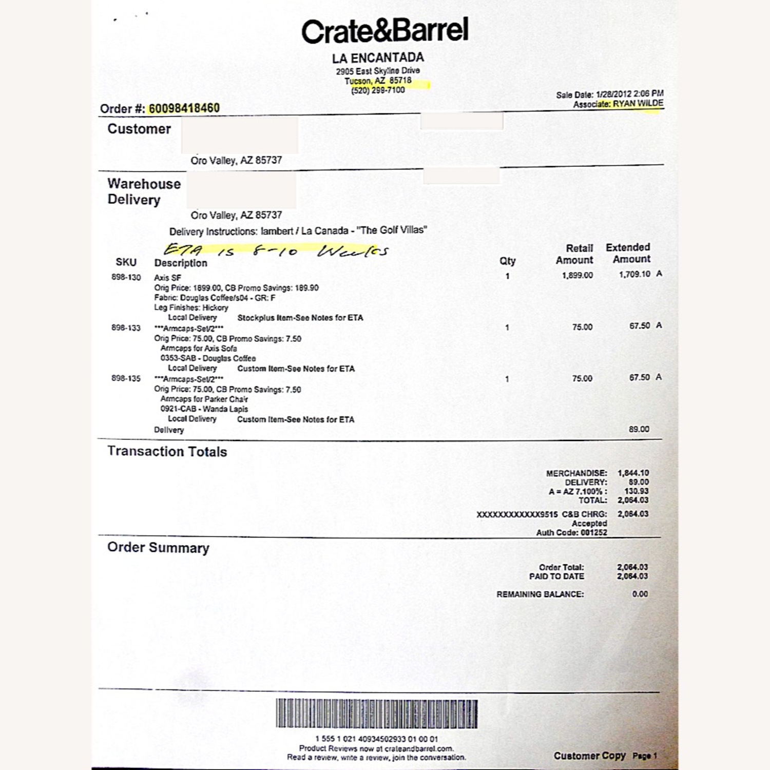 Crate & Barrel Brown Axis Sofa 88" - image-15