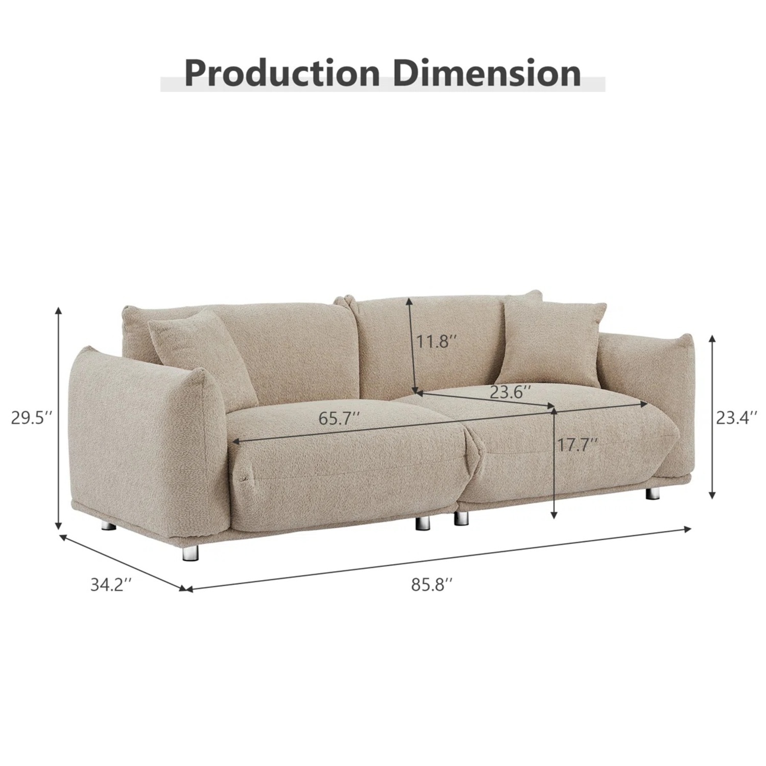 Wayfair Latitude Run White Boucle 3+ Seater Sofa - image-6
