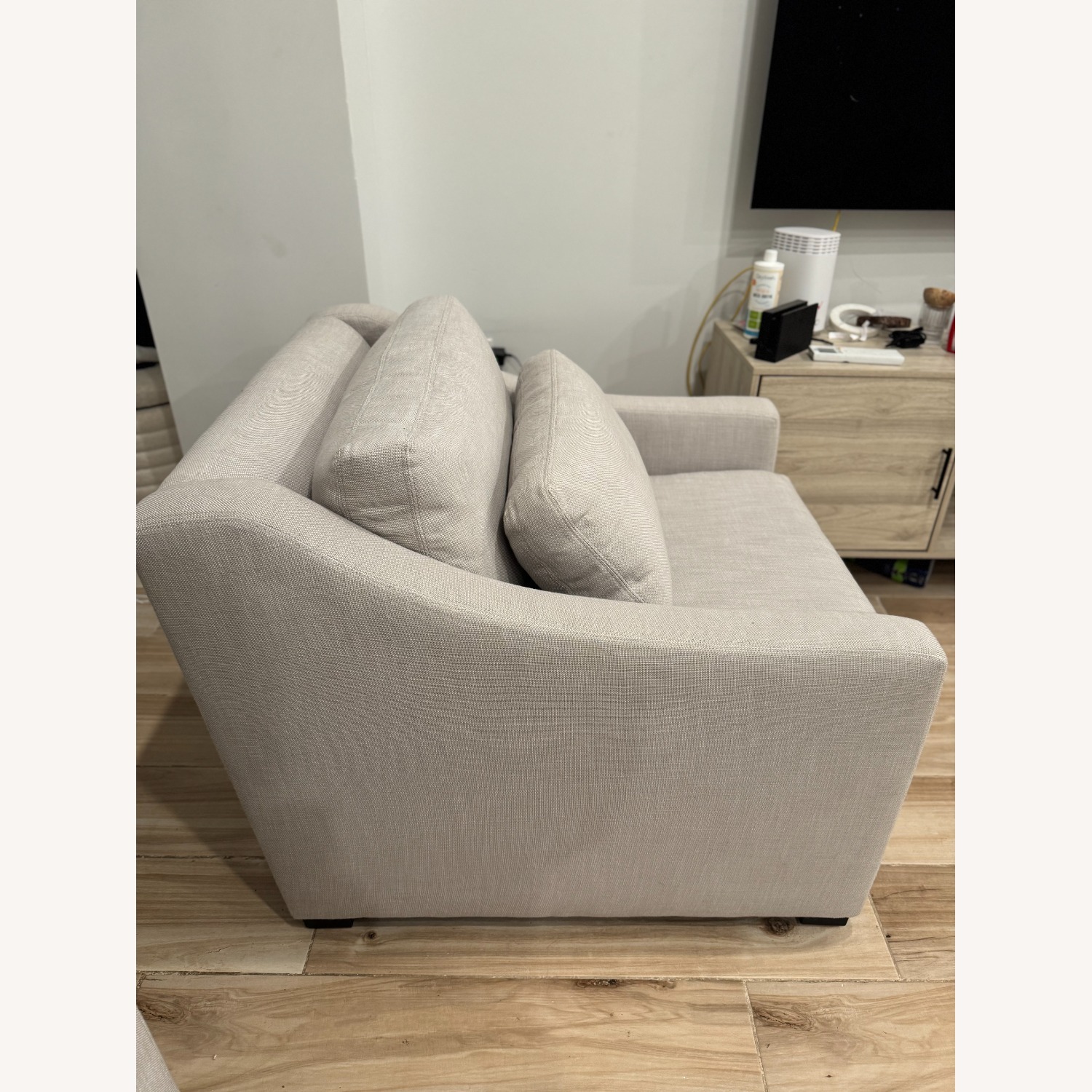 Restoration Hardware Light Gray Belgian Classic Slope Arm Chair - image-3