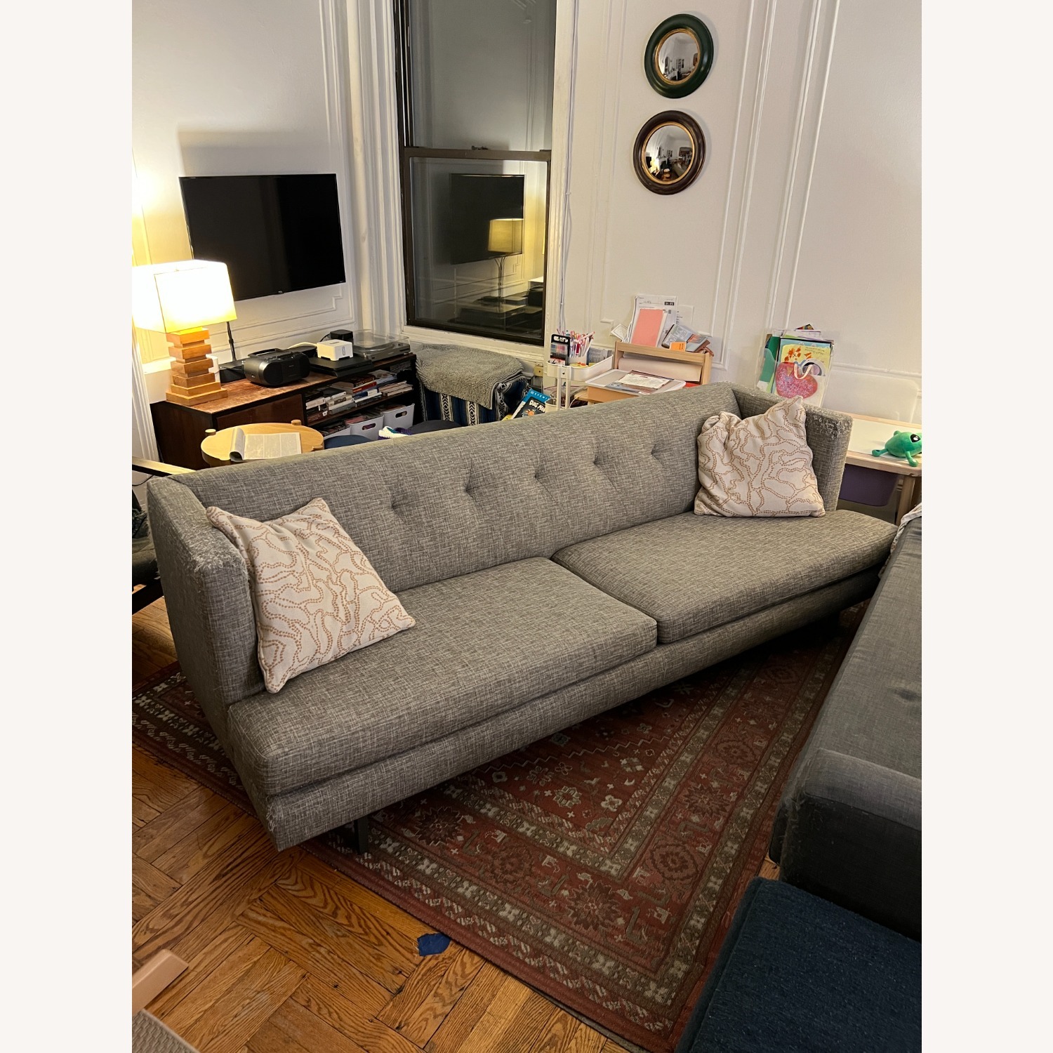 CB2 Avec Light Gray Fabric 3+ Seater Sofa - image-2