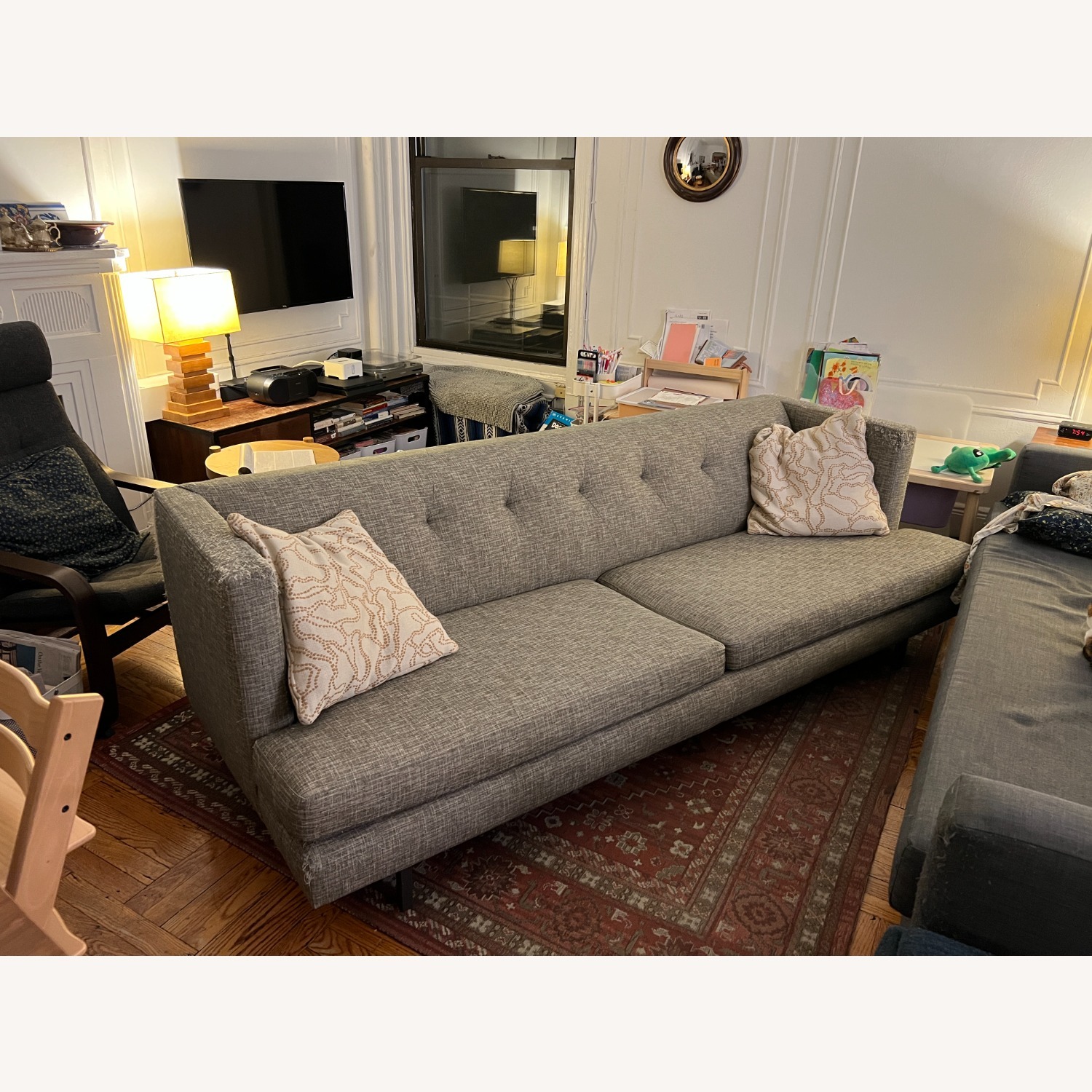 CB2 Avec Light Gray Fabric 3+ Seater Sofa - image-1