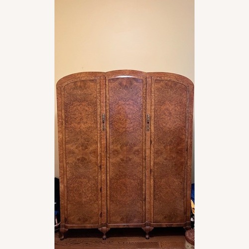 Used Antique Art Deco Burl wood Armoire for sale on AptDeco