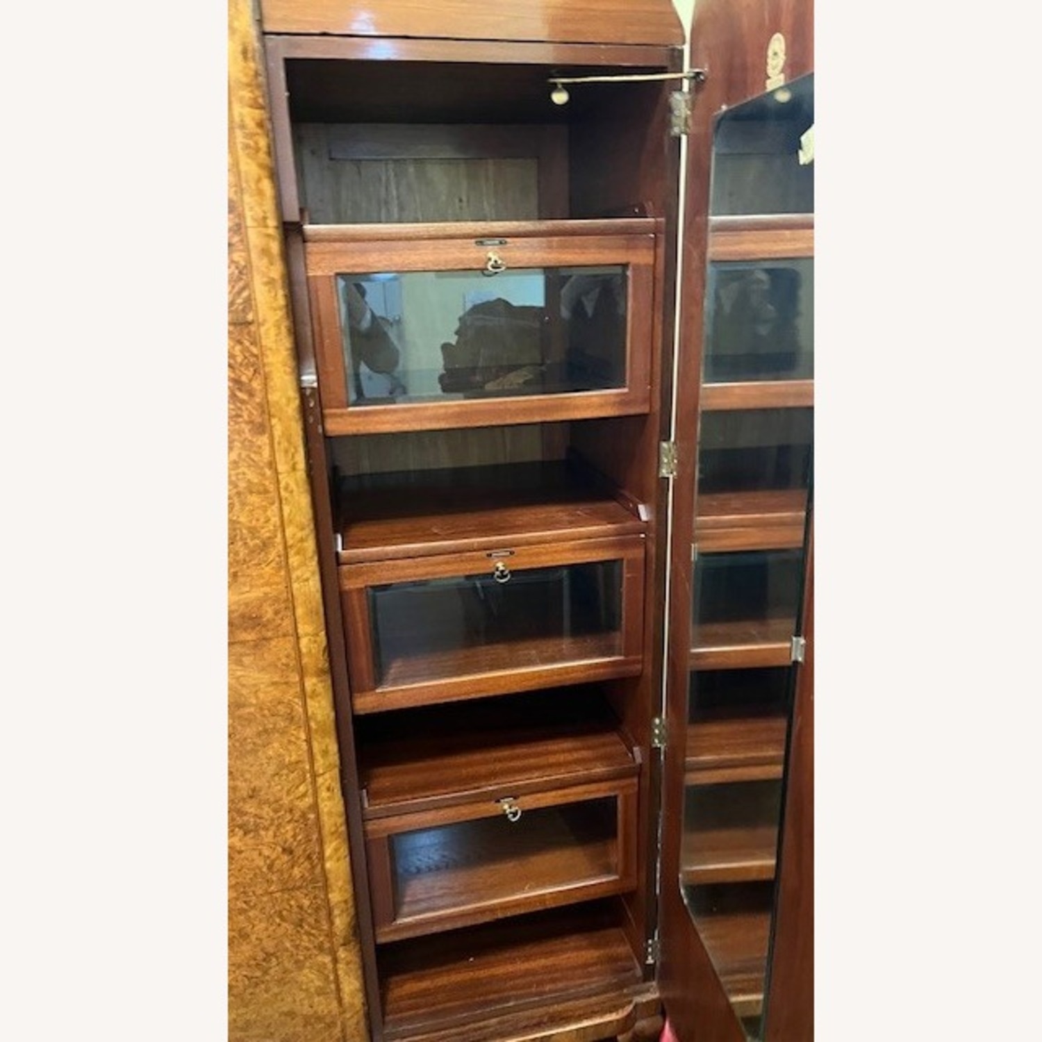 Antique Art Deco Burl wood Armoire - image-3
