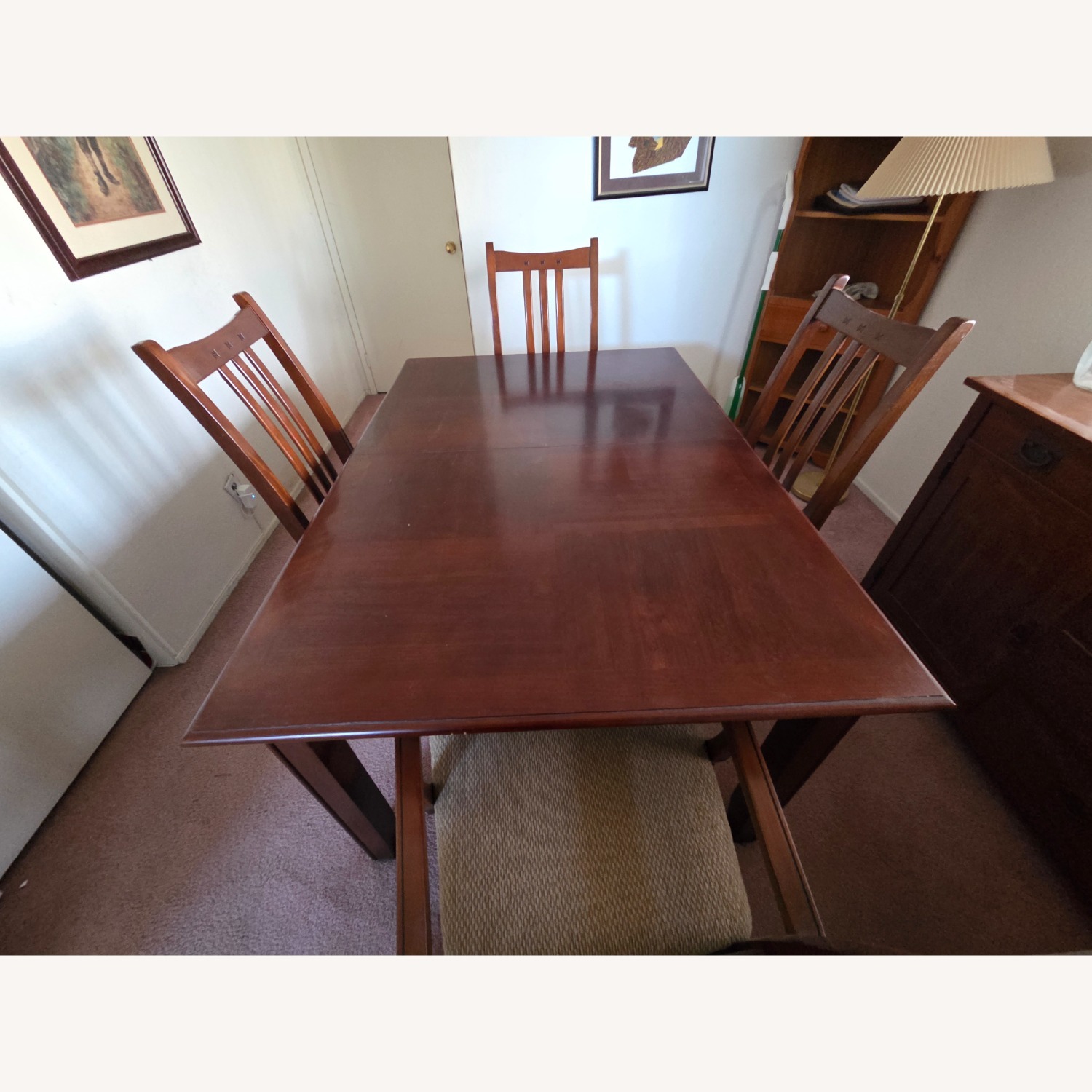 Dark Brown Wood Dining Set - image-3