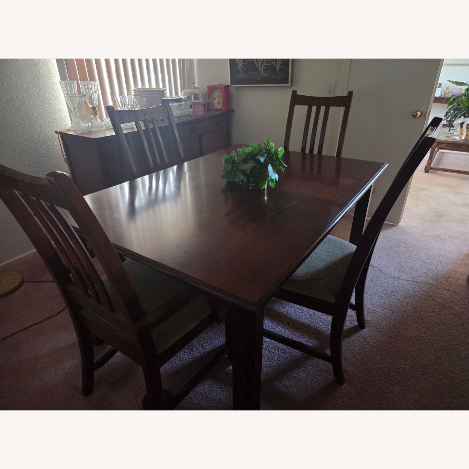 Dark Brown Wood Dining Set - image-2
