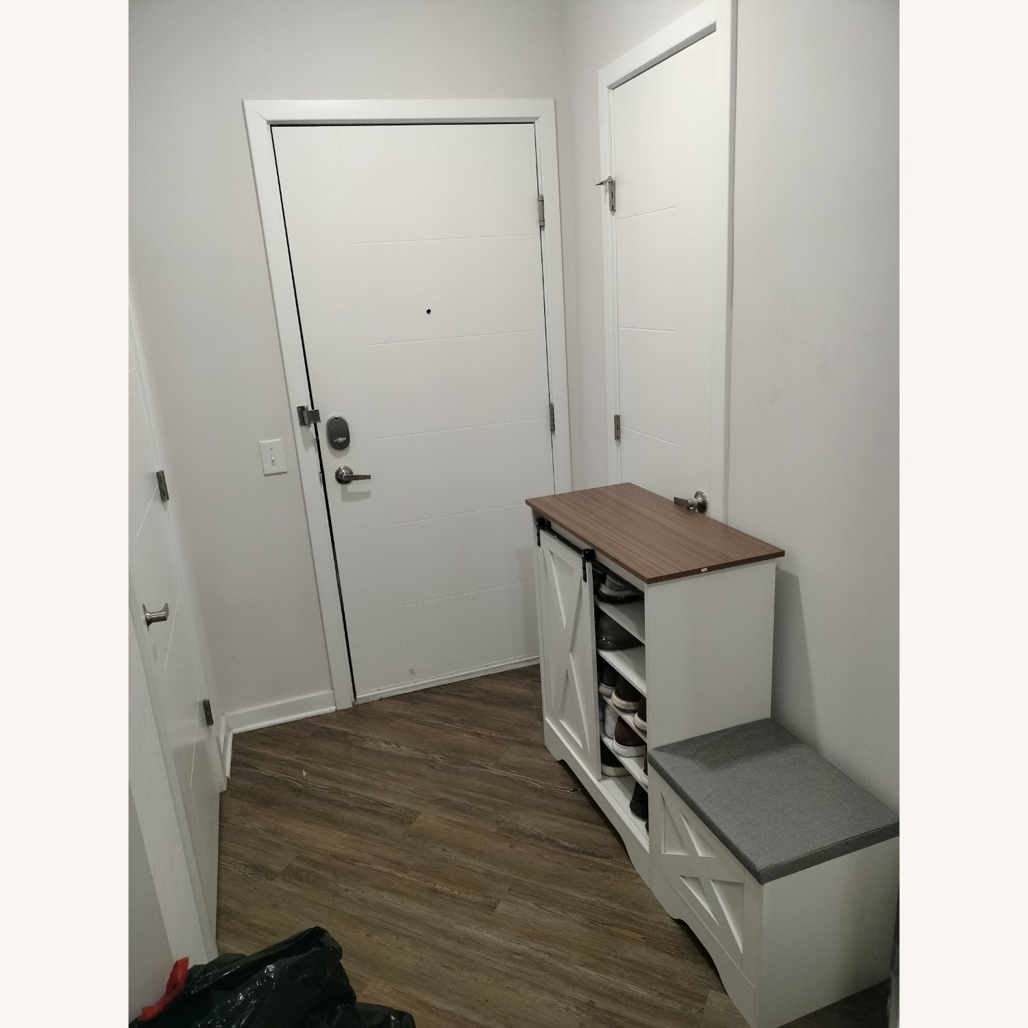 Wayfair 5-Tier Farmhouse Shoe Cabinet with Sliding Door & Shoe Bench - image-2