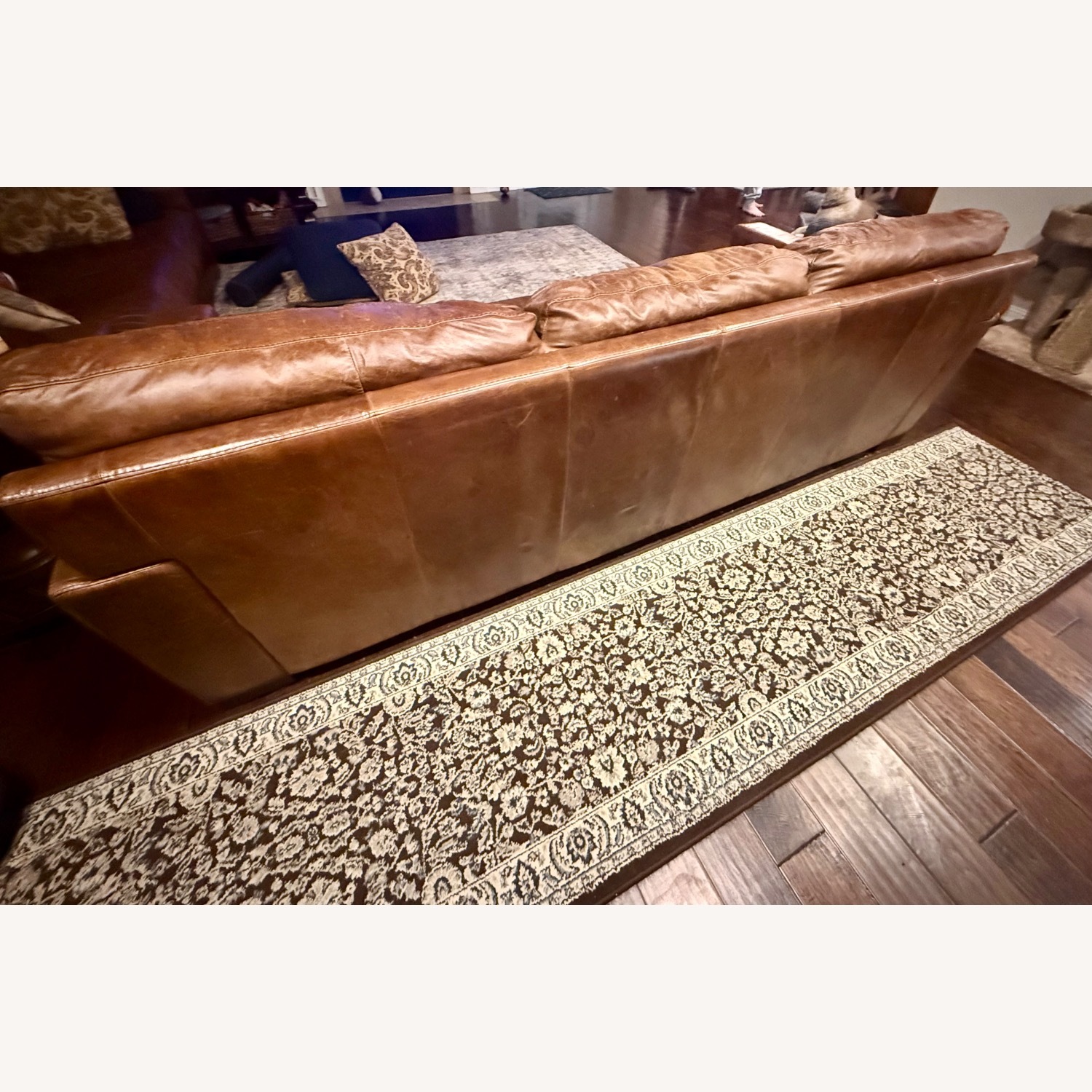 Dark Brown Italian Leather 3+ Seater Sofa - image-3