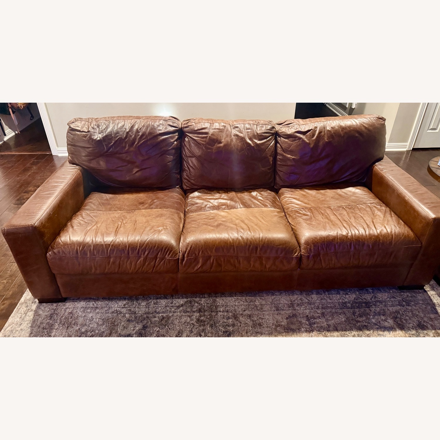Dark Brown Italian Leather 3+ Seater Sofa - image-1