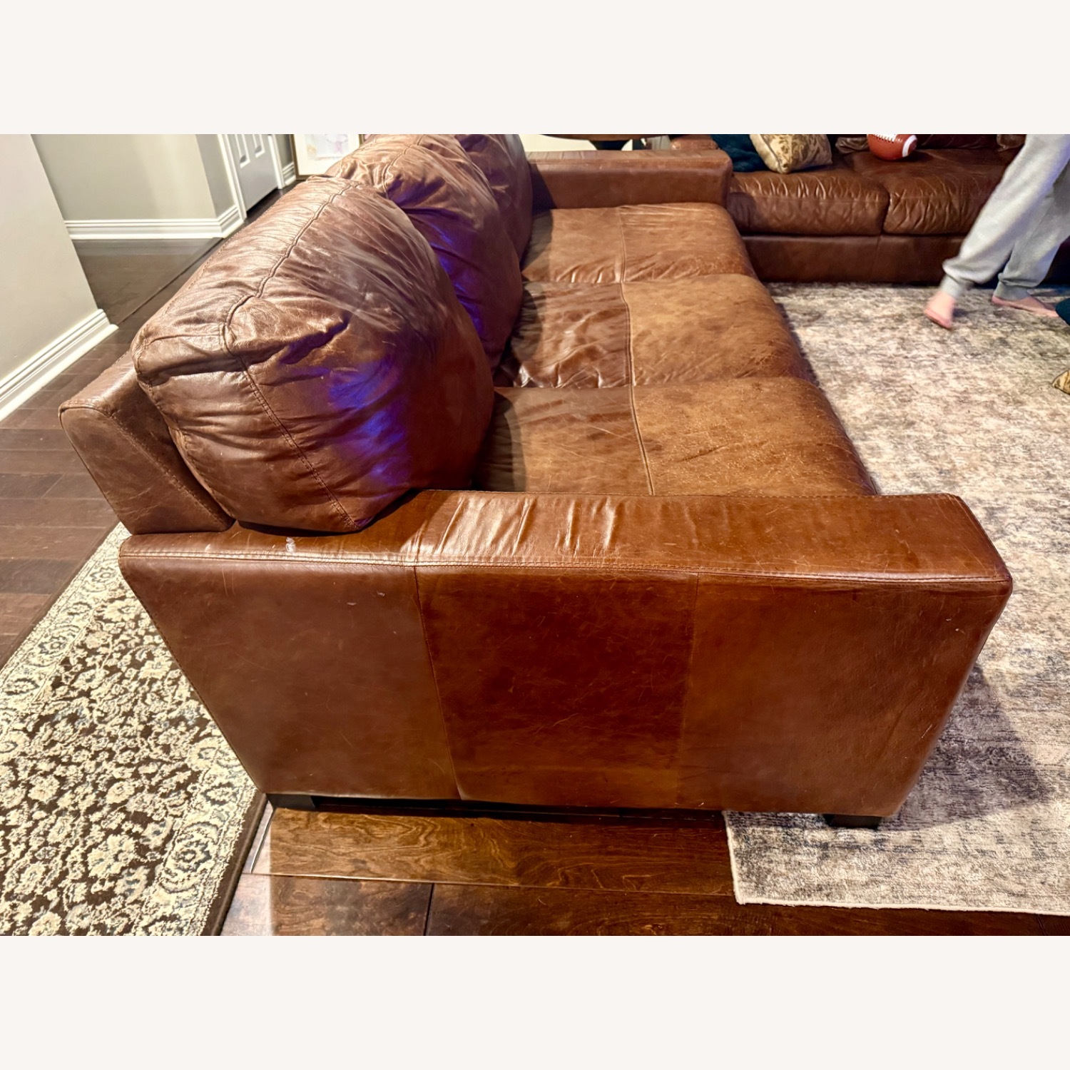 Dark Brown Italian Leather 3+ Seater Sofa - image-2